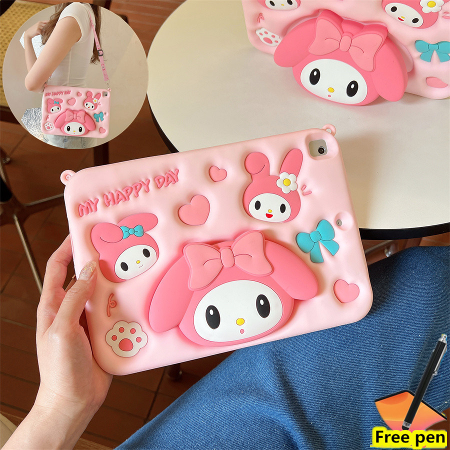 เคสสําหรับ Samsung Tab A (8.0 นิ้ว) 2019 SM-T290 SM-T295 3D ตุ๊กตาวงเล็บปรับขาตั้งการ์ตูนสายนาฬิกาแท