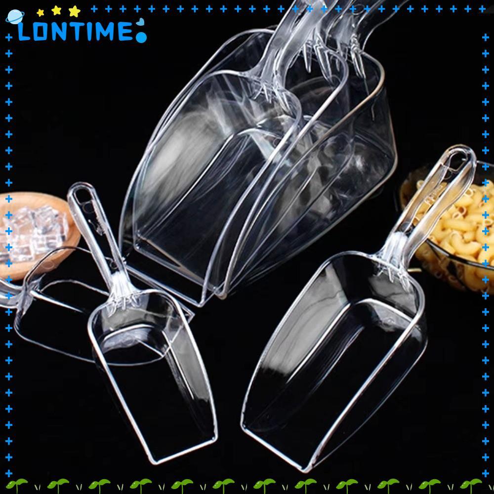 LONTIME ที่ตักเครื่องทําน้ําแข็ง, อุปกรณ์เสริมบาร์โปร่งใส Ice Scoopers, ทนทาน Mini Circular/Square Mouth Ergonomic Handle ที่ตักอาหาร ถังน้ําแข็งในครัว