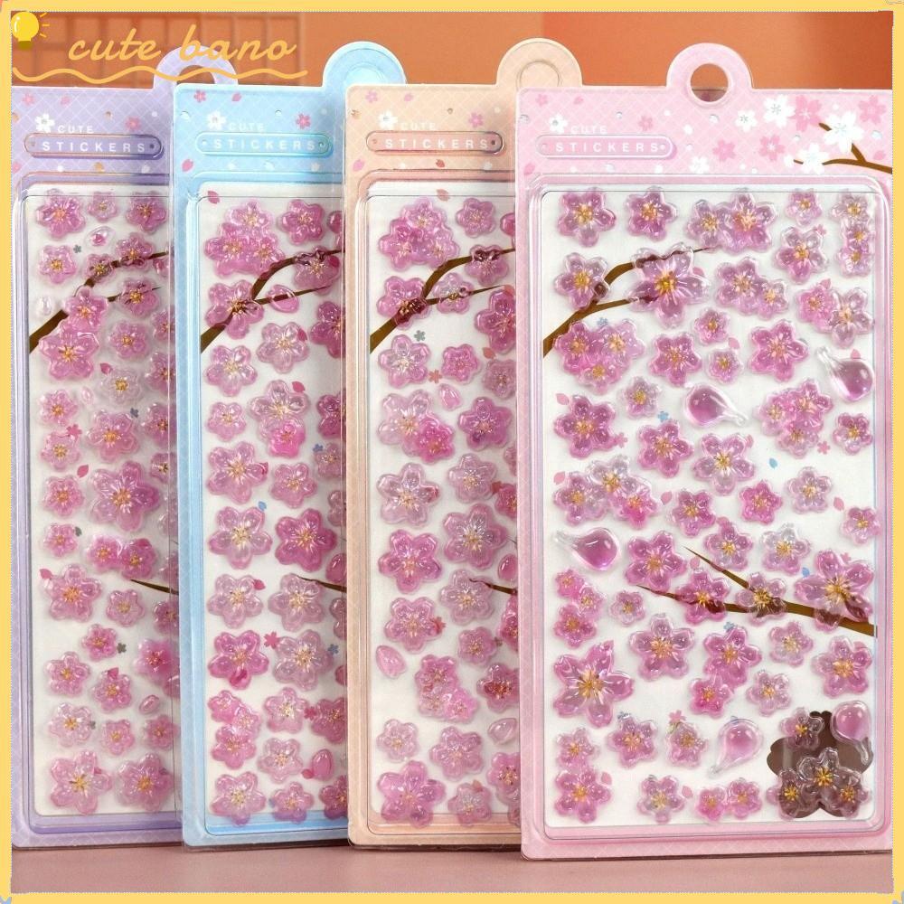 BANO Cherry Blossom Petal สติกเกอร์,คริสตัล DIY Journaling Sakura สติกเกอร์คริสตัล,Decalsของเล่นสติกเกอร์ตกแต่งเครื่องเขียนตกแต่ง