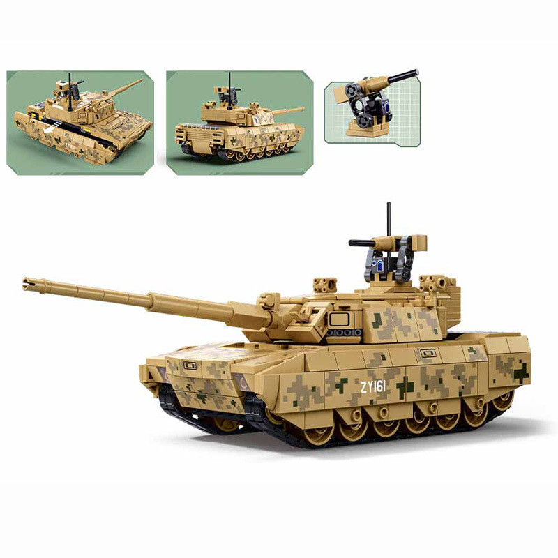 Little Luban โมเดลทหารอาคารบล็อก ZTZ-100 ประเภทรถถังหลักการศึกษาของเล่นประกอบ