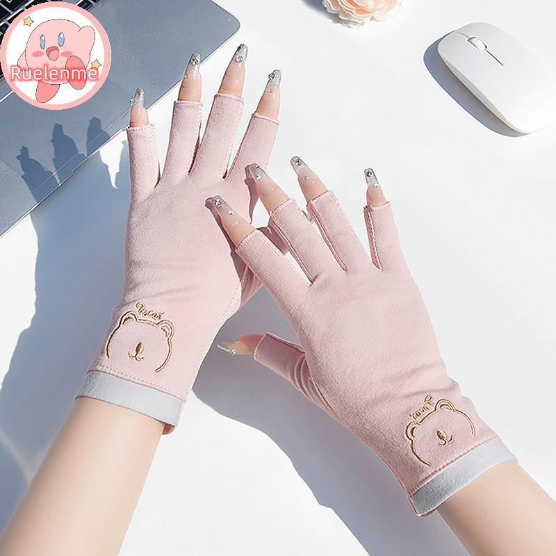 Uelenme 1 คู่ Anti UV เล็บถุงมือ UV Gel Shield ถุงมือ Fingerless เล็บเล็บเครื่องมือ LED โคมไฟเล็บเครื่องเป่ารังสีมือ TH