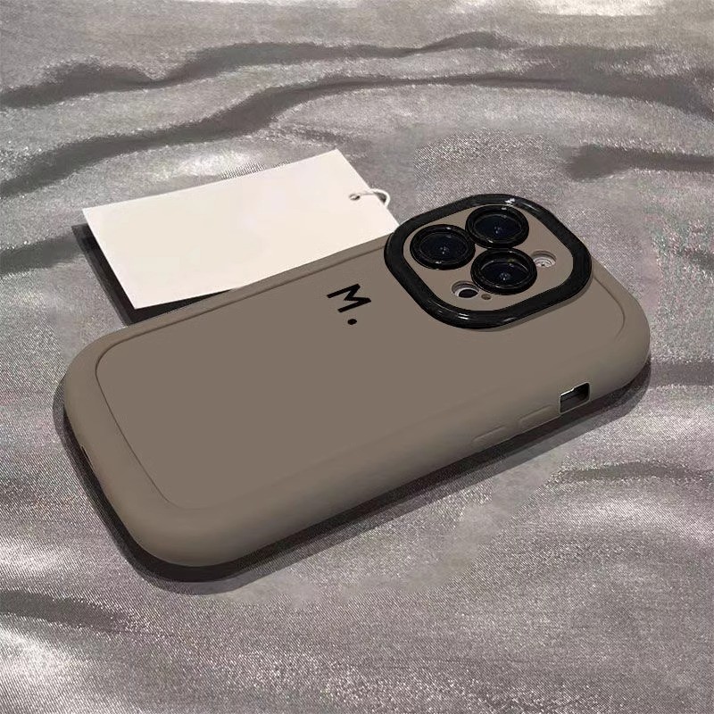 เหมาะสําหรับ Apple 17proma เคสโทรศัพท์ Simple ทาสี M Letter Creative iPone14Plus พัฟ 15/13Readystock