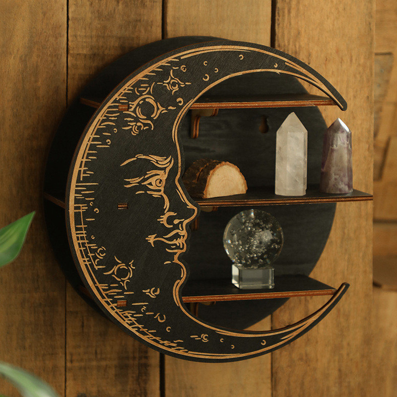 European-style wooden wall shelf Minimalist homestay home decor wooden crafts