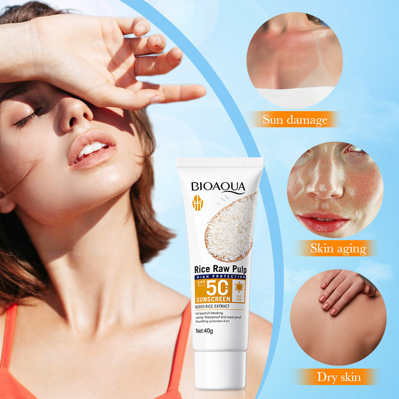 BIOAOUA Rice Plasma Sunscreen Cream Isolation Anti-Ultraviolet Sunscreen Cream