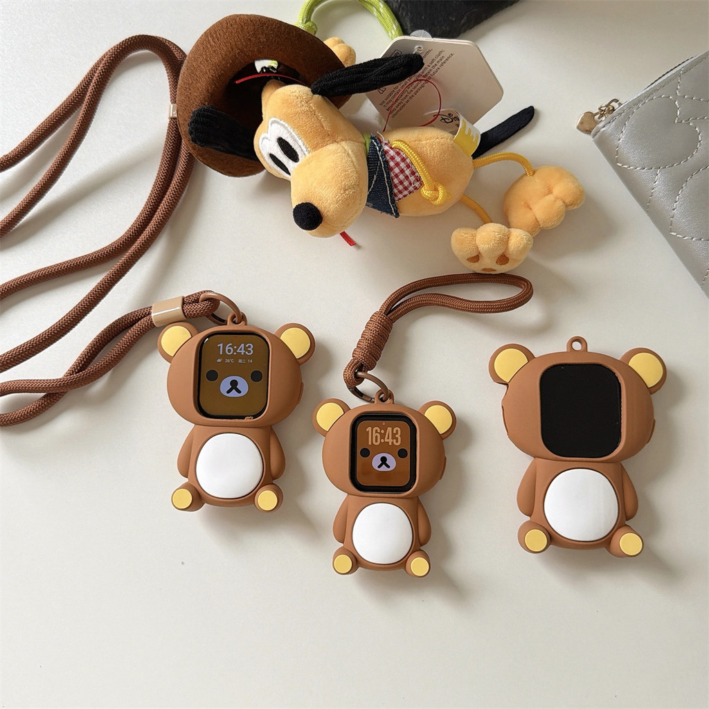 การ์ตูนการ์ตูนหมีซิลิโคนป้องกันกรณีเหมาะสําหรับ iwatch S11 10 9 8 7 ULTRA 6 5 4 SE 3 2 1 ขนาด 38 มม.40mm41mm42mm44mm45mm46mm49mm