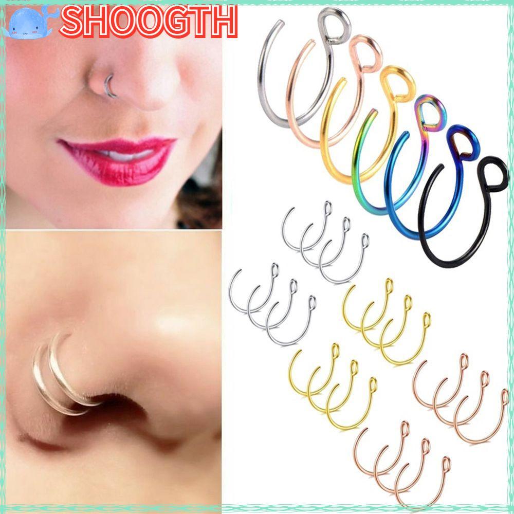 SHOGTH 1 PC Non Piercing ผู้หญิงปลอม Septum แฟชั่นสแตนเลส