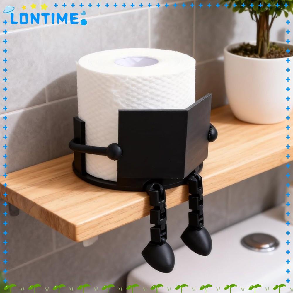 LONTIME Roll Towel Stand, Table Stand Black White Toilet Paper Holder, PP Reading Buddy พิมพ์เครื่อง
