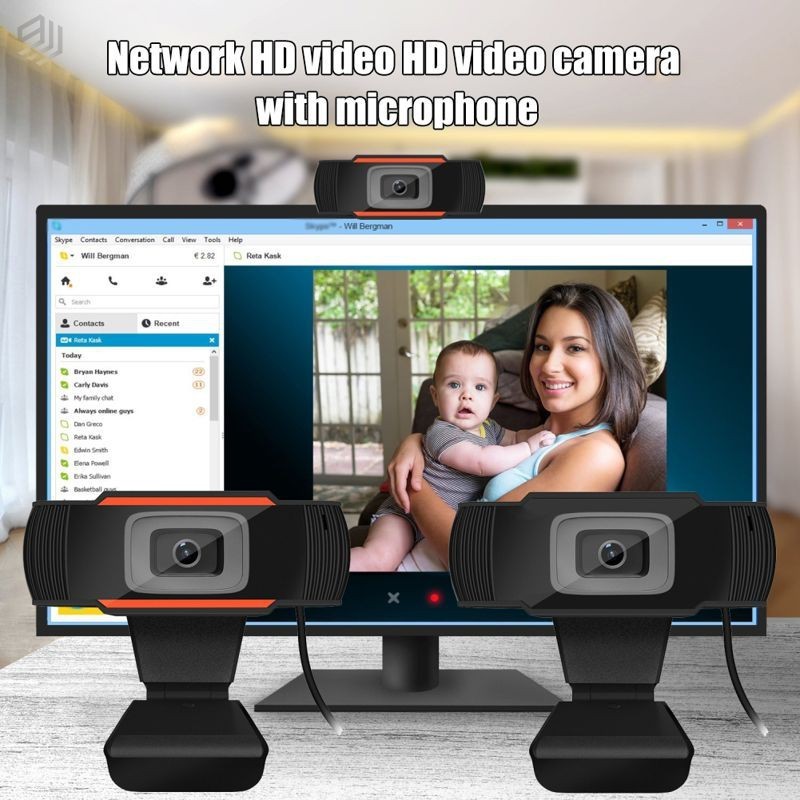 WEB CAMERA 720P Webcam กล้องเว็บ HD 720P พร้อมไมโครโฟน HD ในตัว ปลั๊ก USB n Play Web Cam, กว้าง