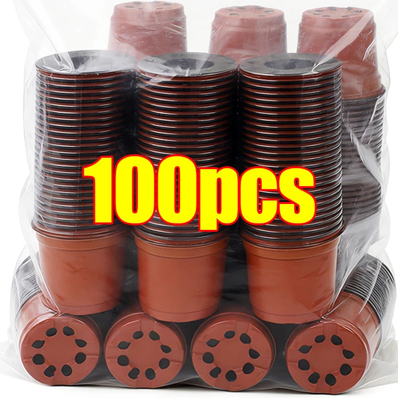 100/20x Seeding Nursery Pot Black Red Plants Nursery Pots Seedling Cups Grow Box Planters Home Garde
