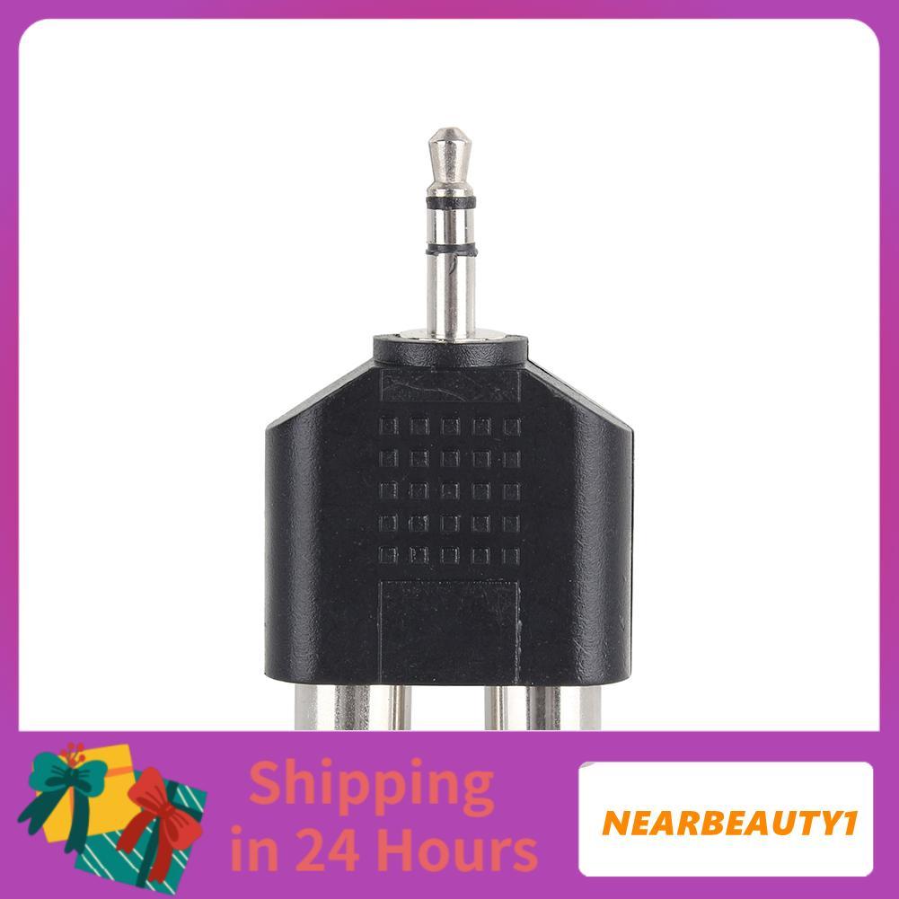 Nearbeauty1 Nearbeauty1 ซ็อกเก็ตแจ็คสเตอริโอชาย 3.5 มม. ถึง 2 สำหรับปลั๊ก RCA หญิง Mono Audio Extension Adapter
