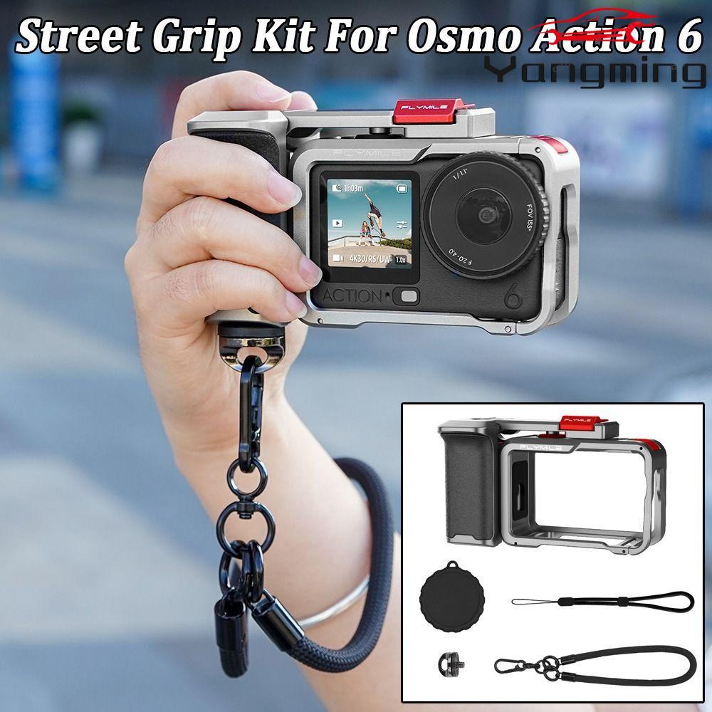 YANGMING Street Grip Handle,รองเท้าเย็น Quick Release Xplorer Grip Kit กรงโลหะ,ปุ่มชัตเตอร์อลูมิเนีย