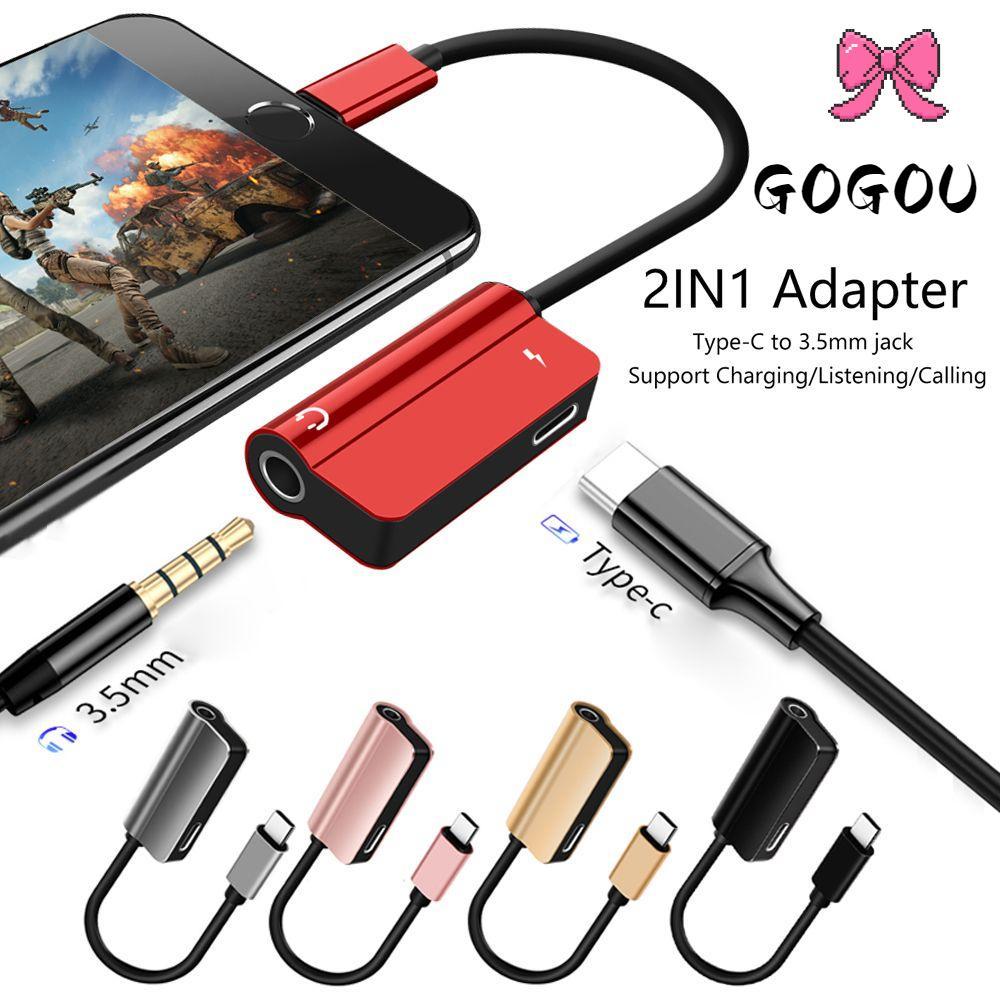 GOGOU Type-C ถึง 3.5 มม.อะแดปเตอร์ USB C โลหะ Mini AUX Splitter สําหรับ S10 S9 Huawei Mate20