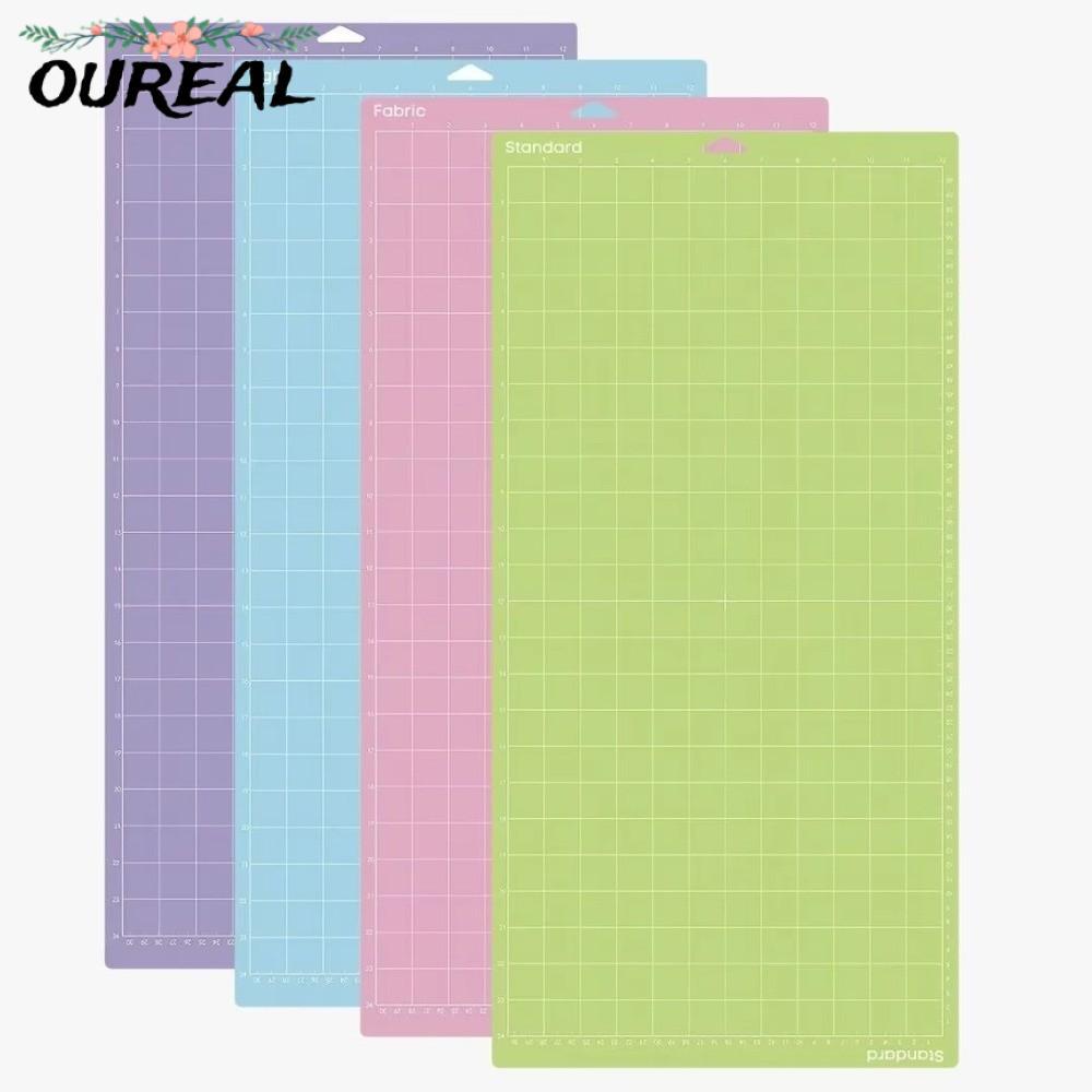 OUREAL แผ่นรองตัด, แผ่นตัด PVC กาว, นํากลับมาใช้ใหม่ลื่น Strong Grip หนาสต็อกการ์ด Cricut Mat สําหรั