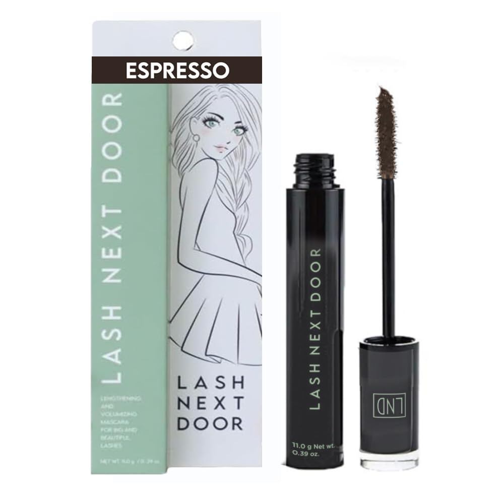 Lash Next Door Espresso Brown Mascara- Volumizing & Longening No Clump Smudge-Proof Makeup for Lashe