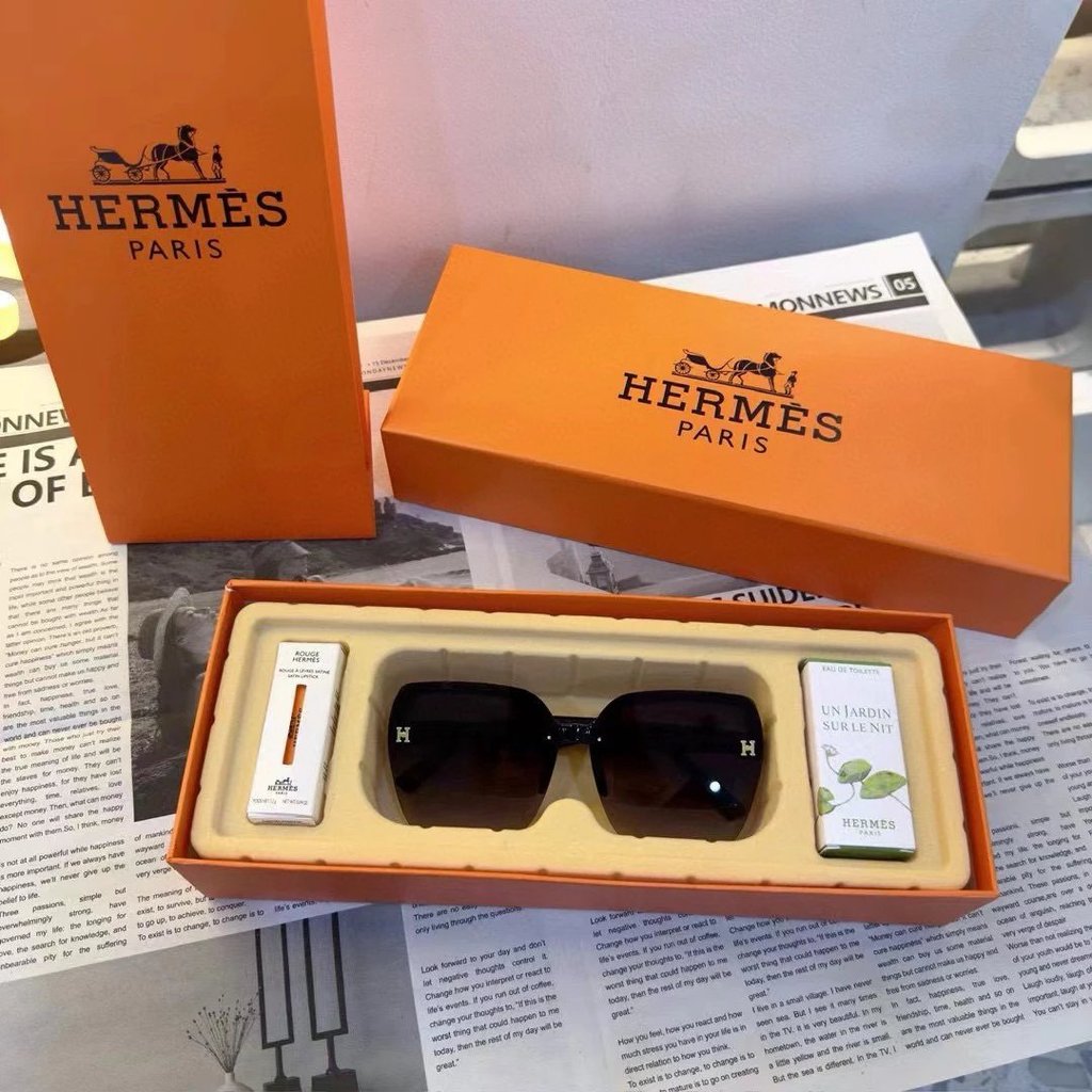 Y Hermes Glasses กล่องของขวัญสามชิ้น] กล่องของขวัญ Hermes Hermes Limited แว่นกันแดด Hermes ตัวอย่างล