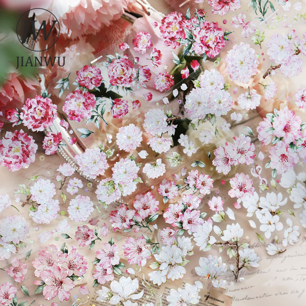 JIANWU ฤดูใบไม้ผลิ Messenger Series Vintage ดอกไม้ภูมิทัศน์วัสดุ Collage Scrapbooking PET เทป Creative DIY Journal เครื่องเขียน ราคาถูก Shopee Lazada