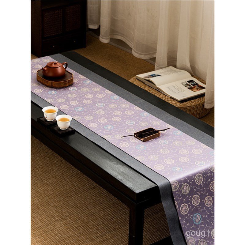 Brocade Simple กันน้ําธงตาราง Zen ผ้าปูโต๊ะโต๊ะกาแฟสีทึบ Brocade ตารางสไตล์จีน MAT โต๊ะน้ําชา High-E