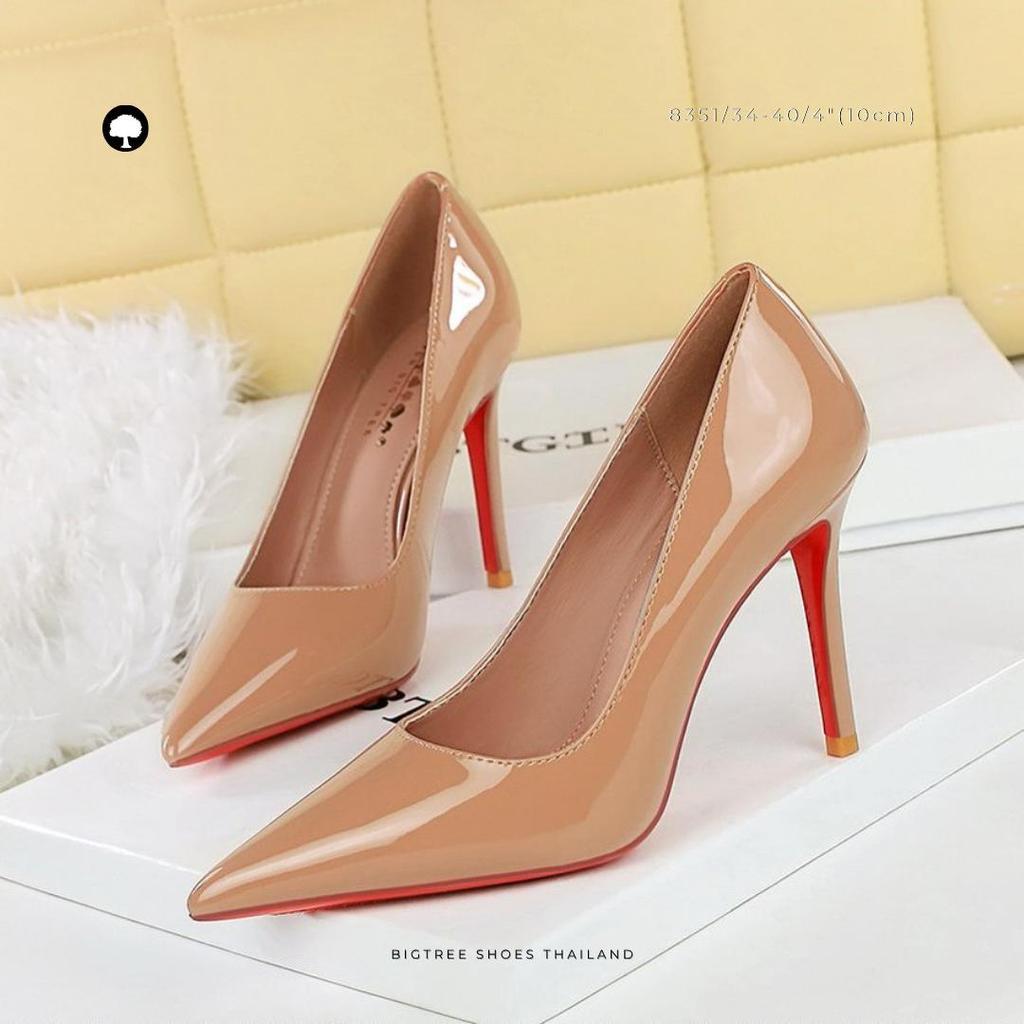 รองเท้าส้นสูงหัวแหลม พื้นแดง 4 นิ้ว รุ่น 8351 ไซส์ 34-40 ใส่ทำงาน/ออกงาน