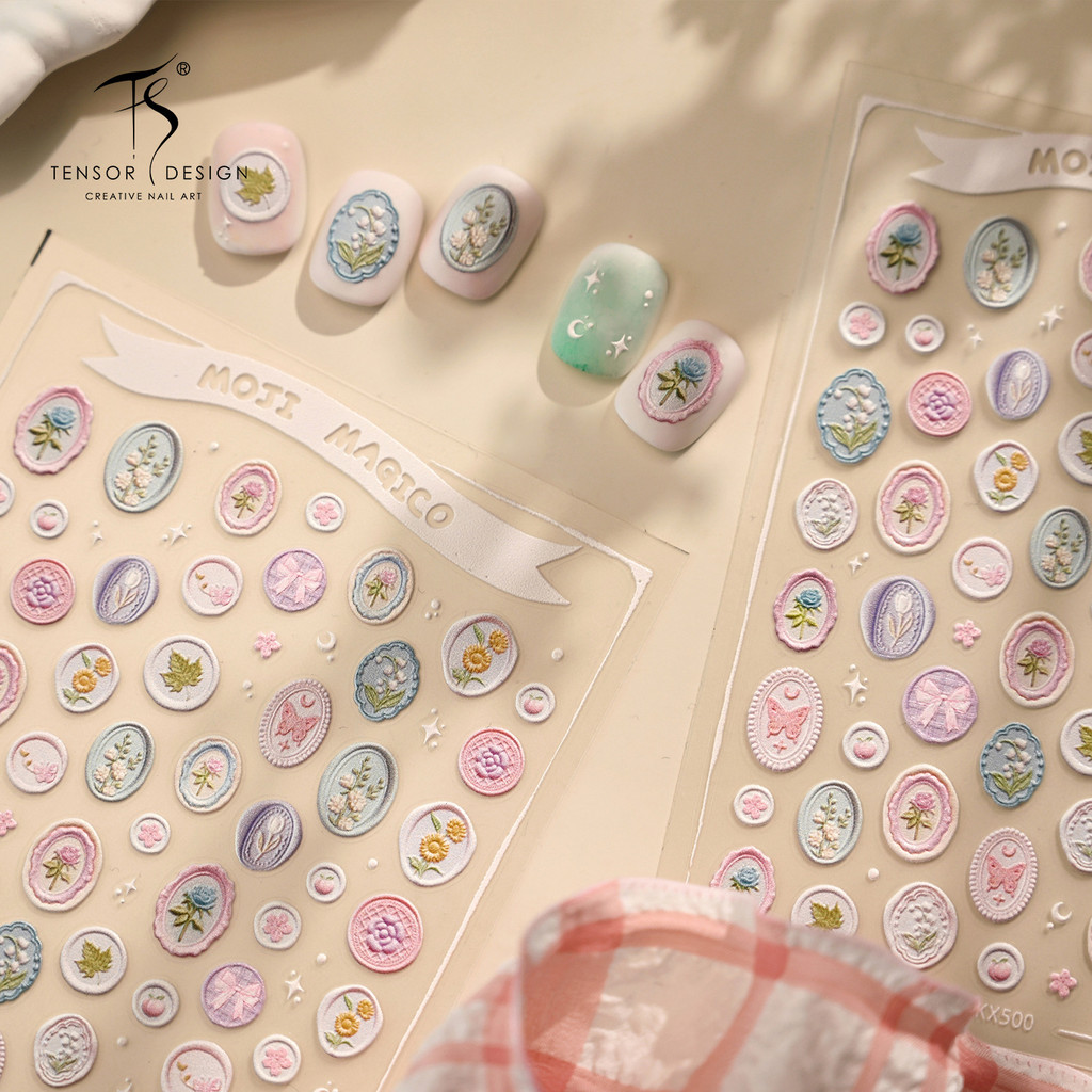 [Meow.Sensei] Jasmine Season TENSOR Retro Oval Flower Badge สติกเกอร์แต่งเล็บ kx500 ฤดูใบไม้ผลิฤดูร้อนสติกเกอร์เล็บดอกไม้อ่อนโยน