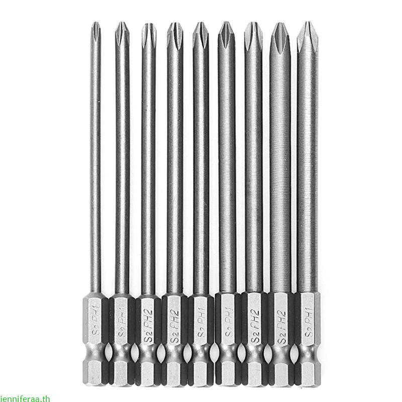 Jenniferaa 9 ชิ้นไขควงแม่เหล็กชุด Bit หกเหลี่ยม Impact Bit สําหรับคู่มือไฟฟ้า Antislip Grip ไขควง B