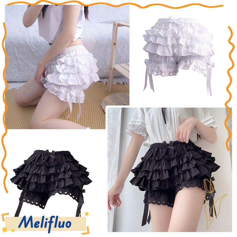 MELIFLUO Safety Short Pants, Pleated JK Bloomers, Fashion Cute Breathable Elastic Lolita Pants Summe