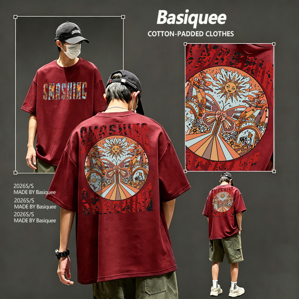 Basi💥เสื้อแฟชั่น เสื้อยืด oversize ผ้าฝ้าย100%  แนวสตรีท ไม่ต้องรีดผ้า สวมใส่สบาย ผ้านิ่ม ลาย "SMASHING"