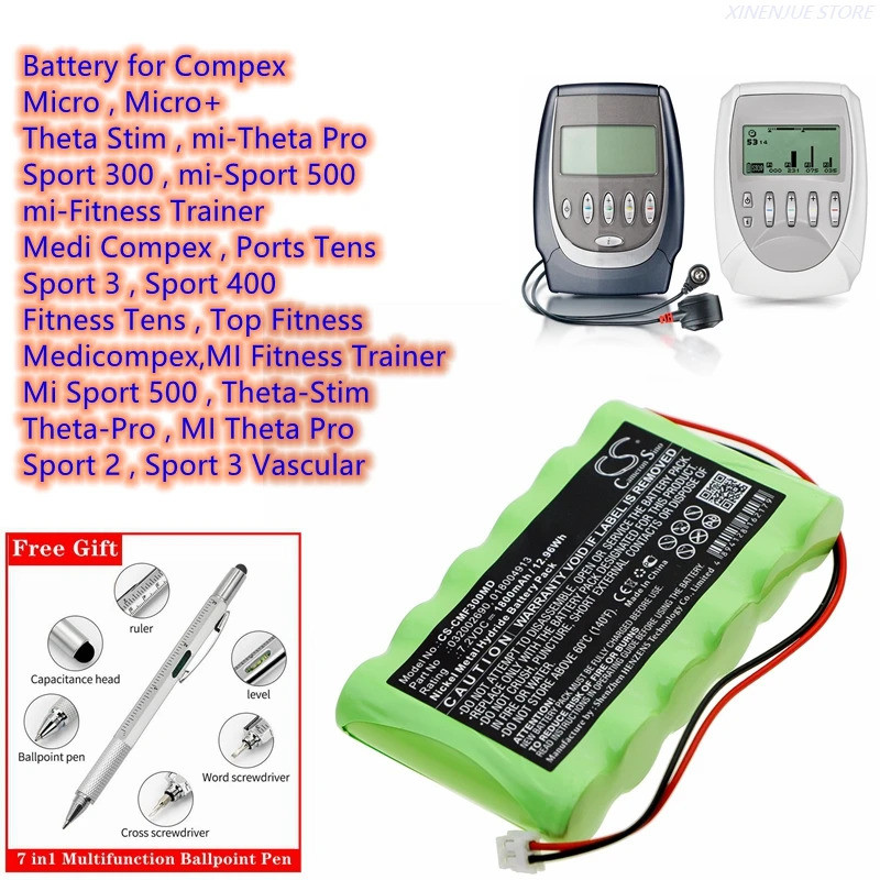 แบตเตอรี่ CS 032002690, 018004913 สําหรับเทรนเนอร์ฟิตเนส Compex MI, Mi Sport 500, Theta-Stim, Theta-