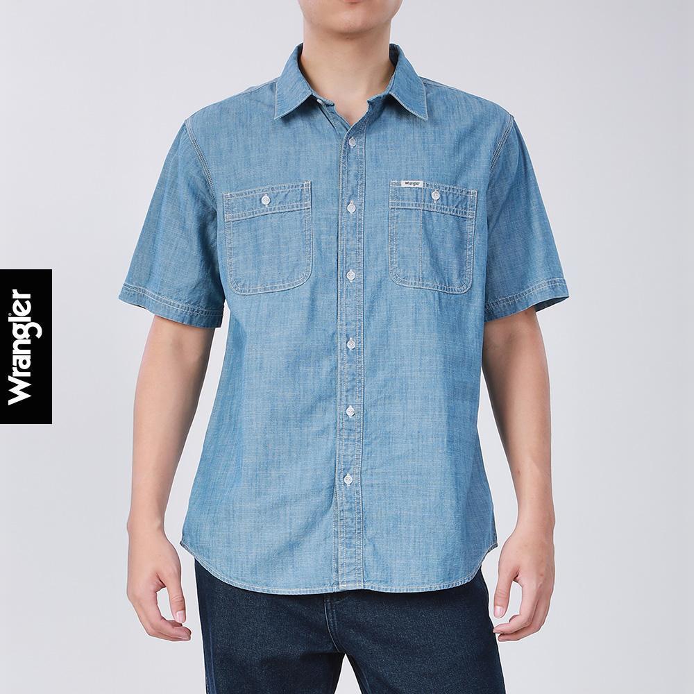 WRANGLER เสื้อเชิ้ตแขนสั้นผู้ชาย รุ่น WR S126MSHSF05 สีฟ้า