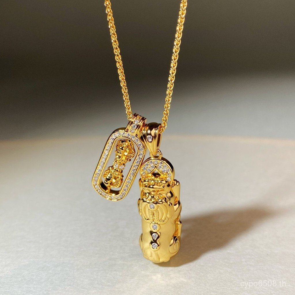 หมุนแขวน Pixiu Paul ทราย Vajra คุณภาพจี้สร้อยคอทองโรงงานขายตรง 18k High-End สีโบราณ 2RRM