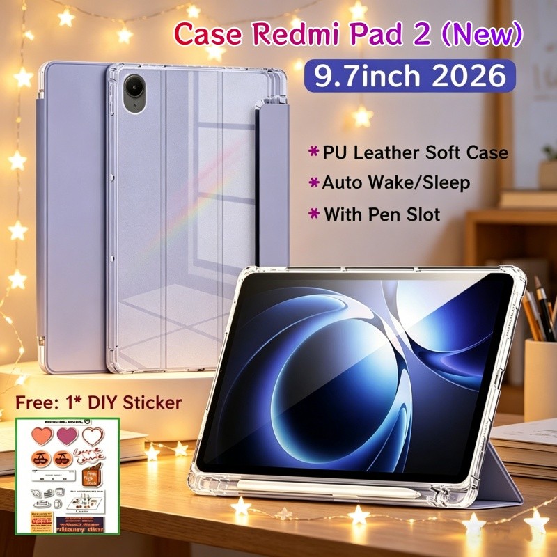 เคส Redmi Pad 2 9.7 นิ้ว 2026 ฝาครอบ Xiaomi เคส Redmi Pad 2 SE 9.7 นิ้วพร้อมช่องเสียบปากกา Auto Wake