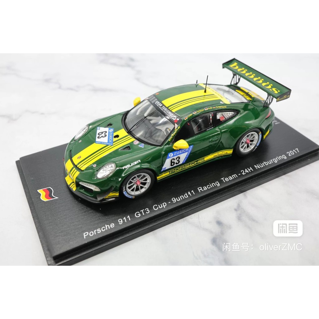 [Orphan] spark 1/43 Porsche 911 GT3 Cup 2017 New Taipei 24-Hour Racing No. 63 Original Package เกือบ