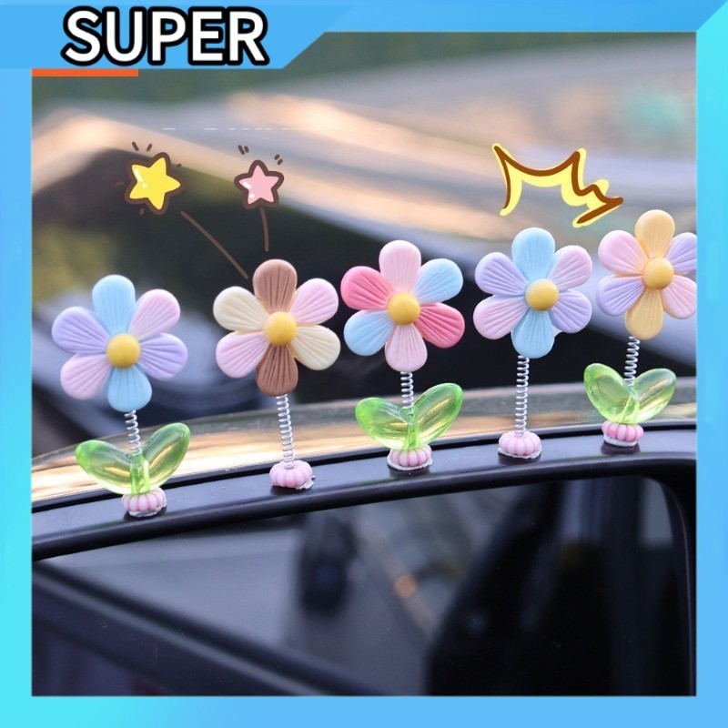 ตุ๊กตาตกแต่งรถ 🚗 ดอกไม้เด้ง 🌼 สดใส 🌈 กันแดด ☀️ ของขวัญ 🎁A00308