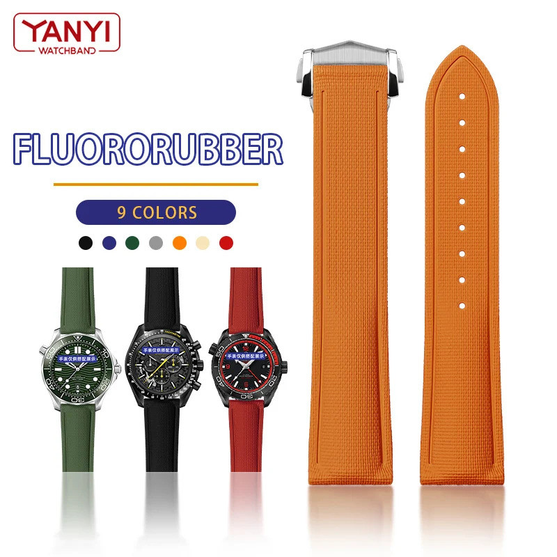 Premium Grade Soft FKM Rubber Watch Strap Universal Quick Release Flat End 20mm 21mm 22mm Perfect Fi