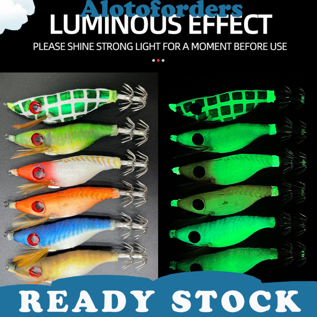 <Alotoforders> Fish Hook Lure เหยื่อว่ายน้ําธรรมชาติกุ้งตกปลา Lure พร้อมตะขอ Sharp สมจริง 3d Eyes สี