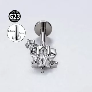 1 ชิ้น/เดี่ยวหัวใจ Star Shape Labret G23 ไทเทเนียมหู Tragus ต่างหู Helix Pinna เจาะ 16gauge Hypoallergenic