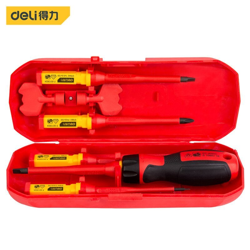 Head Quick Set Insulation dl510107Deli Change Combine 7 Tools ชุดไขควงแรงสูง ไขควง ช่างไฟฟ้า B3YB
