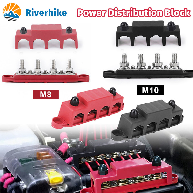  Power Distribution Block M8 M10 Electro Junction 4 ช่อง 5/16 "3/8" Studs สําหรับเรือรถบรรทุก RV Ca