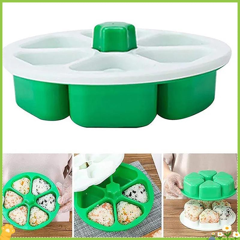 [JL] ล่าสุด 6partment Rice Ball Maker กด Non-Sti DIY พลาสติกสามเหลี่ยมซูชิข้าวปั้นแม่พิมพ์ครัวเครื่อ