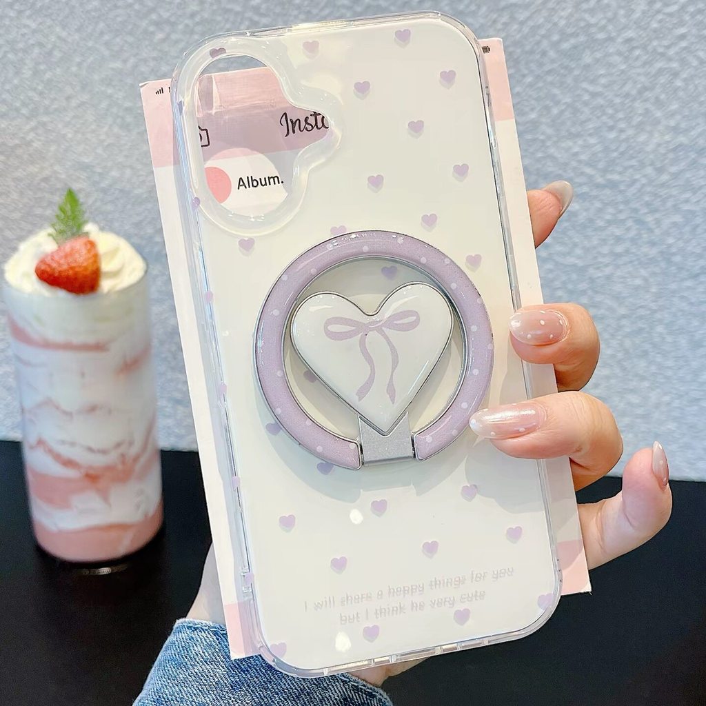 สีม่วง Love วงเล็บพับเหมาะสําหรับ Samsung s26ultra เคสโทรศัพท์ s25fe/s24 สองชั้น s23fe/s22 เคสแข็งสาว a57a56a54 กันกระแทก a17a16a13/a37a36a34