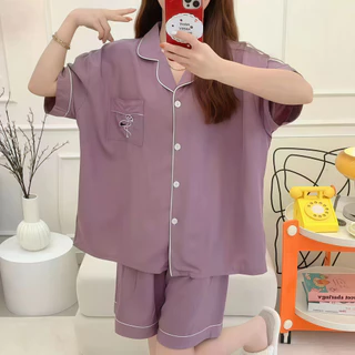SLEEPWEAR FACTORY ชุดนอนสาวพลัสไซส์ ชุดนอนโอเวอร์ไซส์ ชุดนอนของผู้หญิง 🦩☄ โอเวอร์ไซส์ รอบอก 50 นิ้ว W235