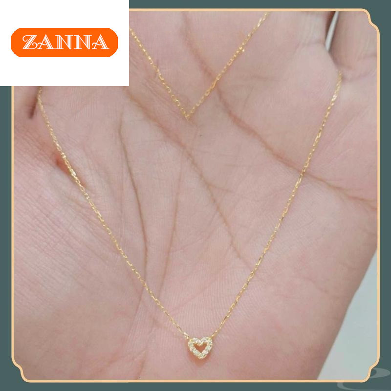 18K Saudi Gold Pawnable Nasasangla 99.99 สร้อยคอรูปตัวเพทายหัวใจสําหรับผู้หญิง 18