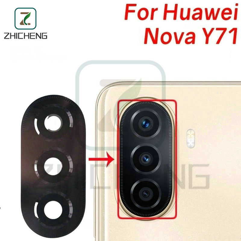 สําหรับ Huawei Nova Y71 เลนส์กล้องด้านหลังด้านหลังเปลี่ยนด้วยสติกเกอร์กาว