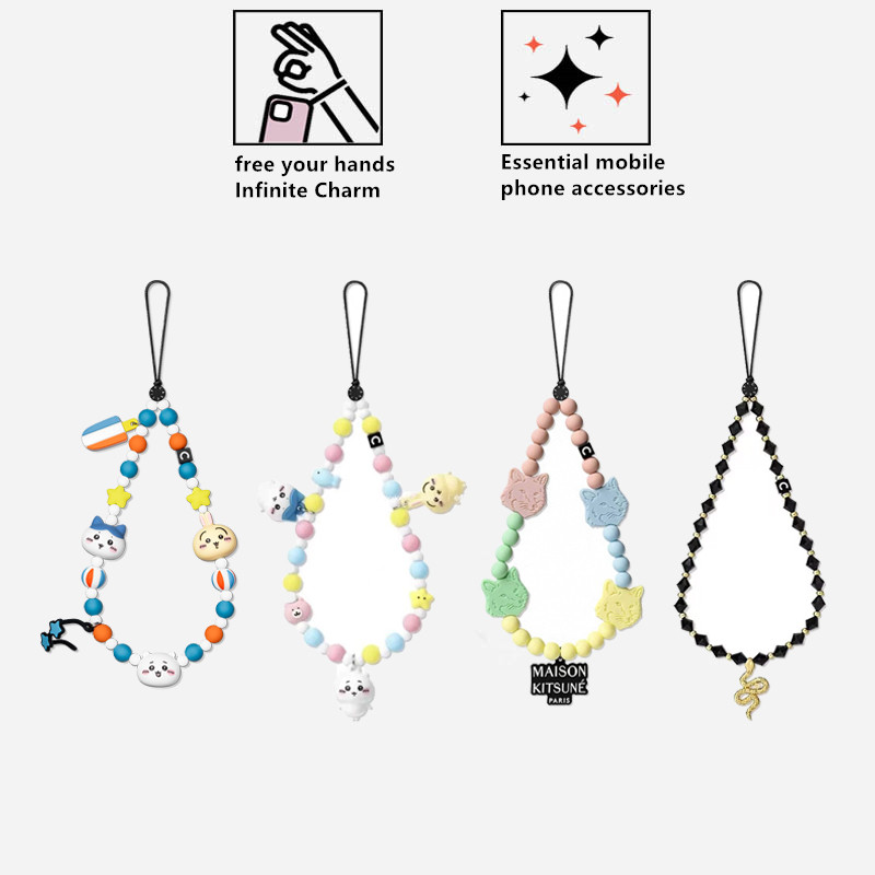 CASE Chikawa ฤดูร้อน Maison Kitsuné โทรศัพท์ Charm กระเป๋าเป้สะพายหลังโทรศัพท์ทั้งหมด Wristlet จี้ Charm Cross body Strap สายรัดข้อมือ Lanyard อุปกรณ์เสริมอเนกประสงค์