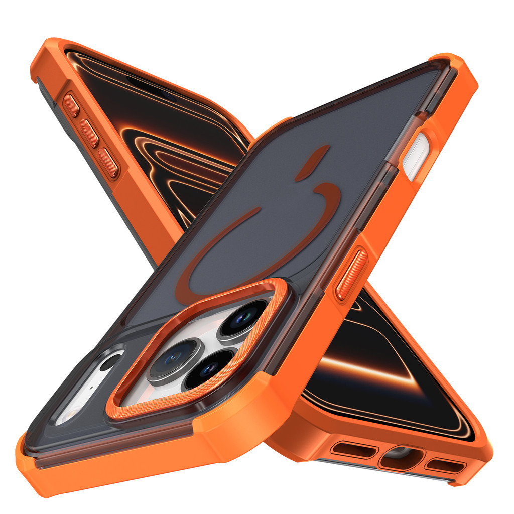 Heavy Duty สําหรับ iPhone 17 Air 16 15 14 13 12 11 Pro Max 16E 17E 14 15 16 Plus ไร้สายชาร์จเคสโทรศัพท์ Full Body ทนทานกันกระแทกฝาครอบป้องกันพร้อมกันชนสีส้ม