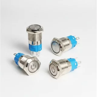 สวิตช์ไฟ สวิตช์ปุ่มกดโลหะมีไฟ DC 12-24V แบบกดติด-กดดับ กันน้ำ แข็งแรงทนทาน ขนาด 12mm / 16mm / 19mm / 22mm