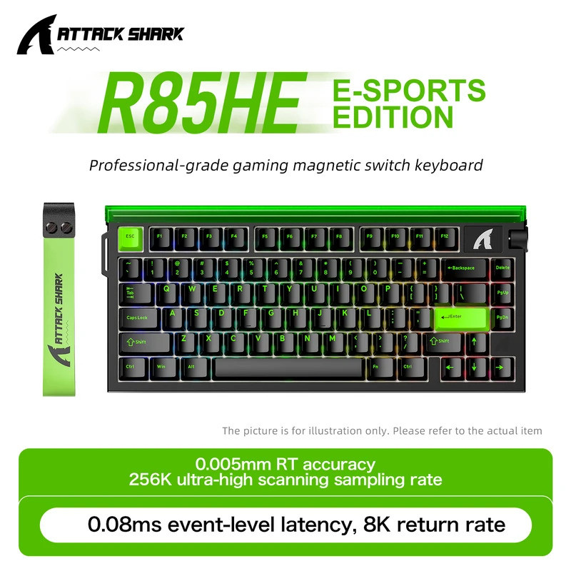 ATTACK SHARK R85HE R85 คีย์บอร์ดเกมแม่เหล็ก 0.0005 มม.RT Precision 8KHz Polling Rate RGB Neon Lightb
