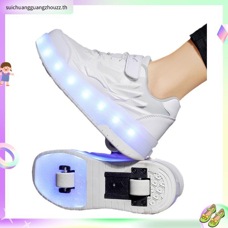 รองเท้าโรลเลอร์เด็ก Heelys เด็กชายและเด็กหญิง รองเท้ามีไฟ LED รองเท้าผ้าใบ 2 ล้อ (เด็ก)