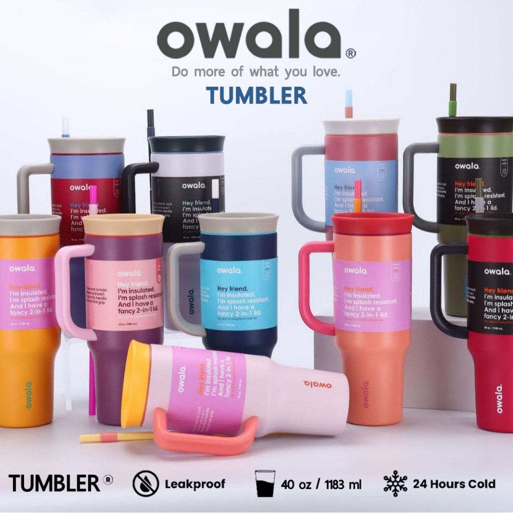 【พร้อมส่ง】Owala Tumbler 40oz ของแท้USA เก็บเย็น8-10ชม. กันรั่ว100% แถมฟรีแปรงล้าง