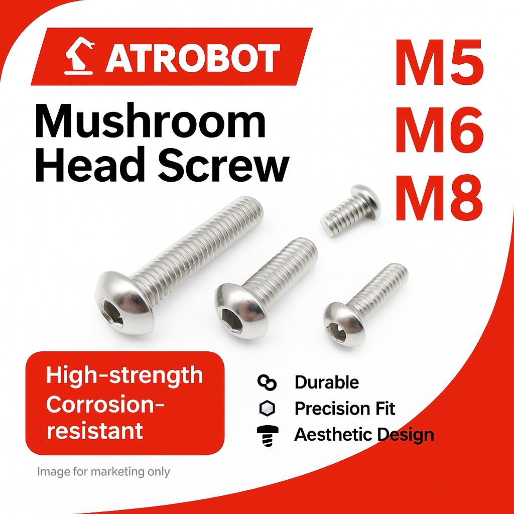 สกรูหัวเห็ดหกเหลี่ยม Hex Socket Cap Screw M5 M6 M8 เหล็กคาร์บอน ผิวทนการกัดกร่อน ทนทานสูง สำหรับโปรไฟล์อลูมิเนียม