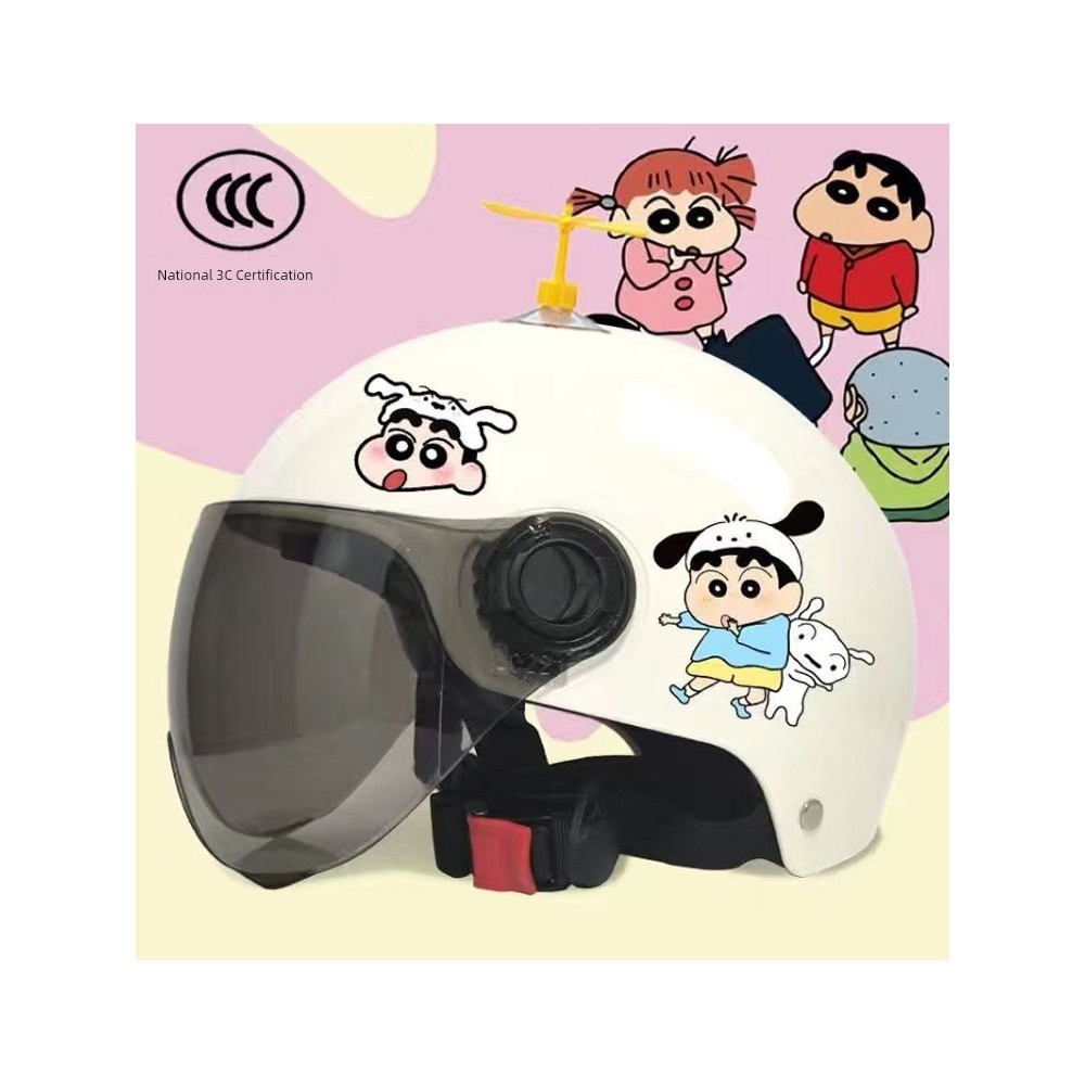 หมวกกันน๊อคครึ่งใบ หมวกปั่นจักรยาน Crayon Shin-Chan หมวกกันน็อค3C รับรองรถยนต์ไฟฟ้าเด็กชายและเด็กหญิ